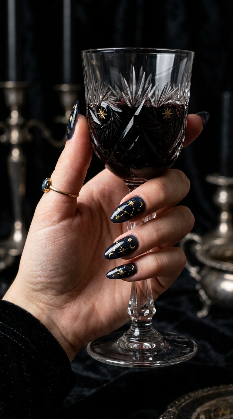 Celestial Gold Star Nails