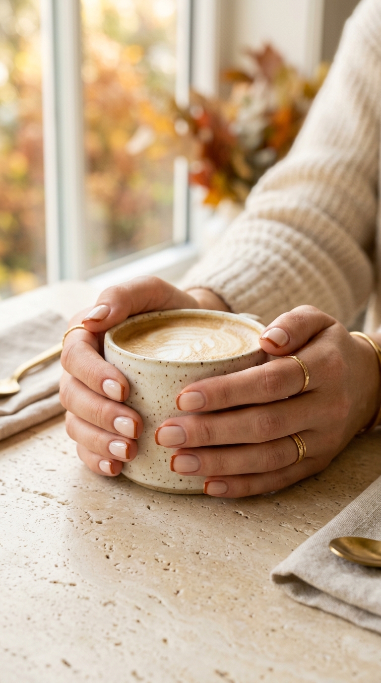 Cinnamon Micro French Nails