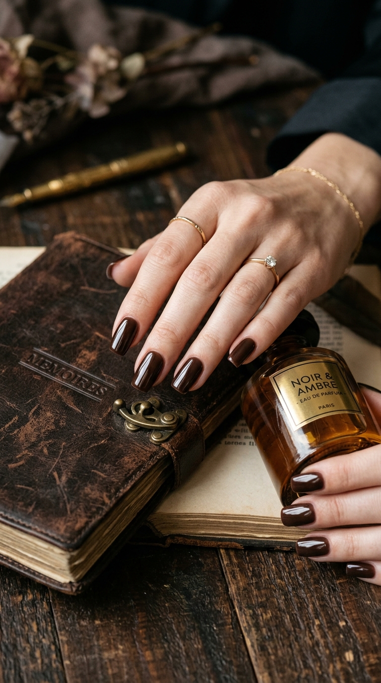 Dark Espresso Glass Jelly Nails